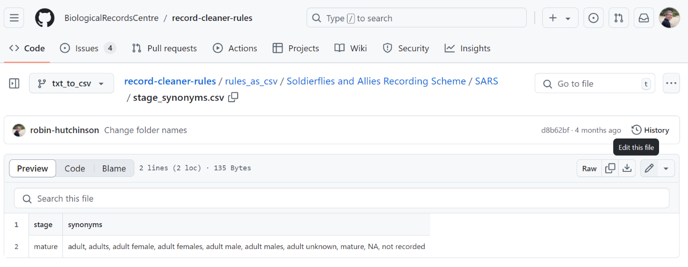 Screenshot showing file edit